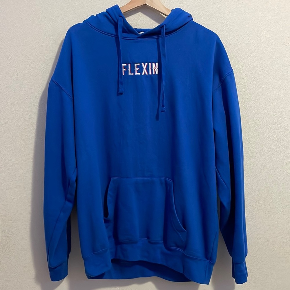 Blue “Flexin” Mens Hoodie